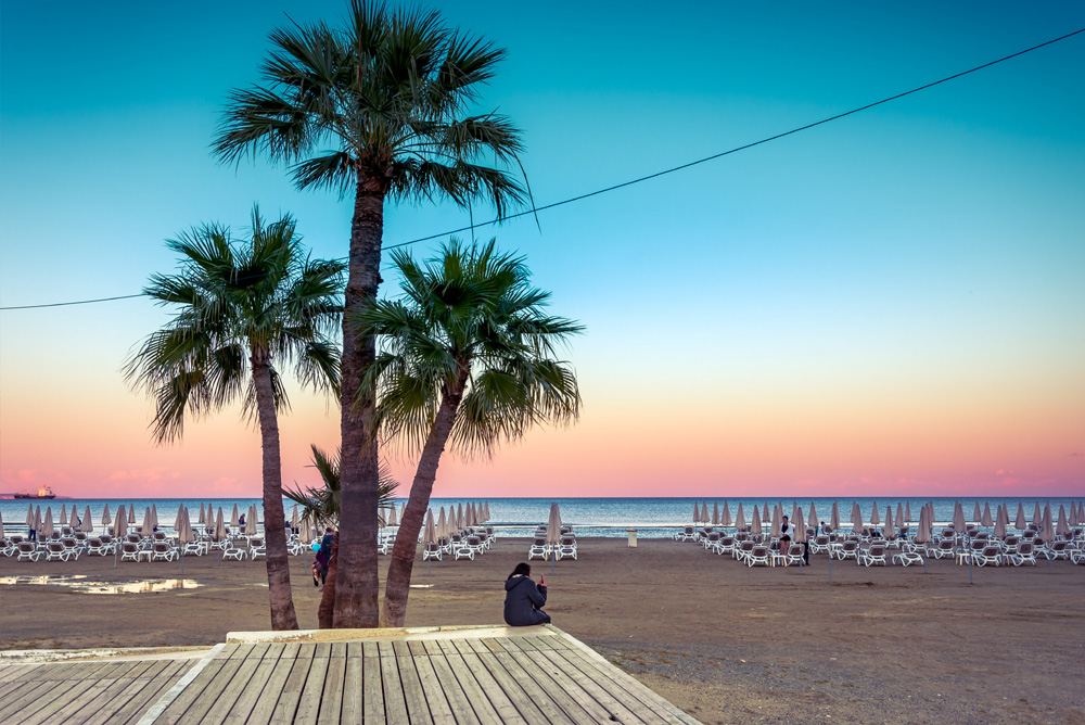 Finikoudes (Palm Trees) Promenade in Cyprus