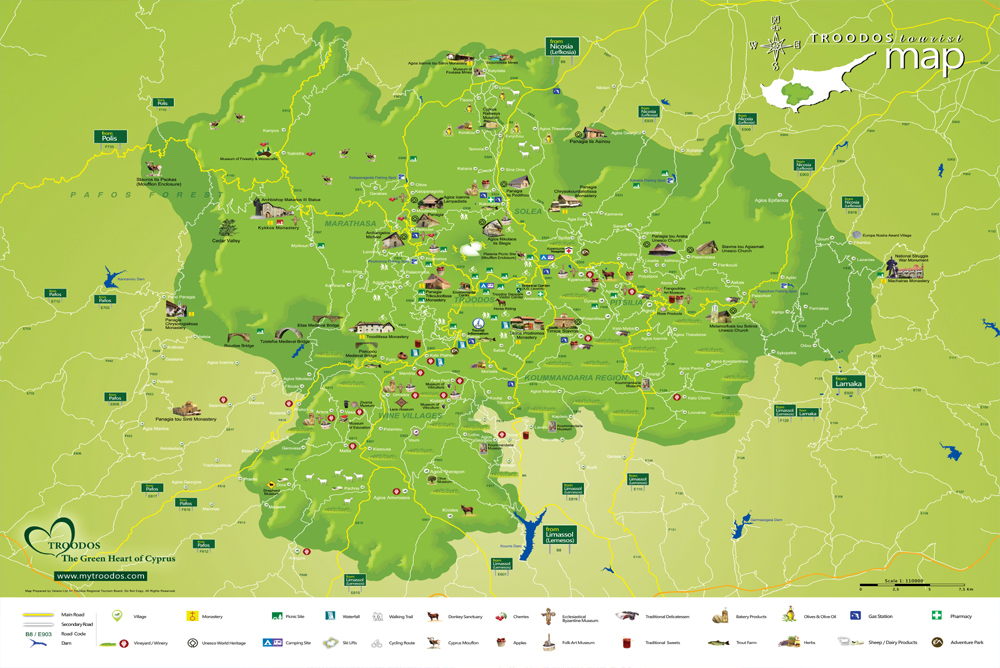 Troodos Map in Cyprus